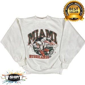 Vintage NCAA Miami Hurricanes Mascot Shirt, University Of Miami Shirt, College F